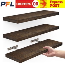 Floating Wall Shelf Set DIY Mount Shelves Book Display Wood Rack Wooden 3pcs