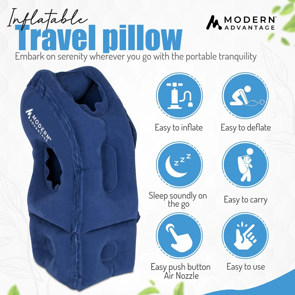 Inflatable Travel Pillow with Extra Bottom Pack of 2 (Blue) FREE SHIPPING - Image 4 of 4