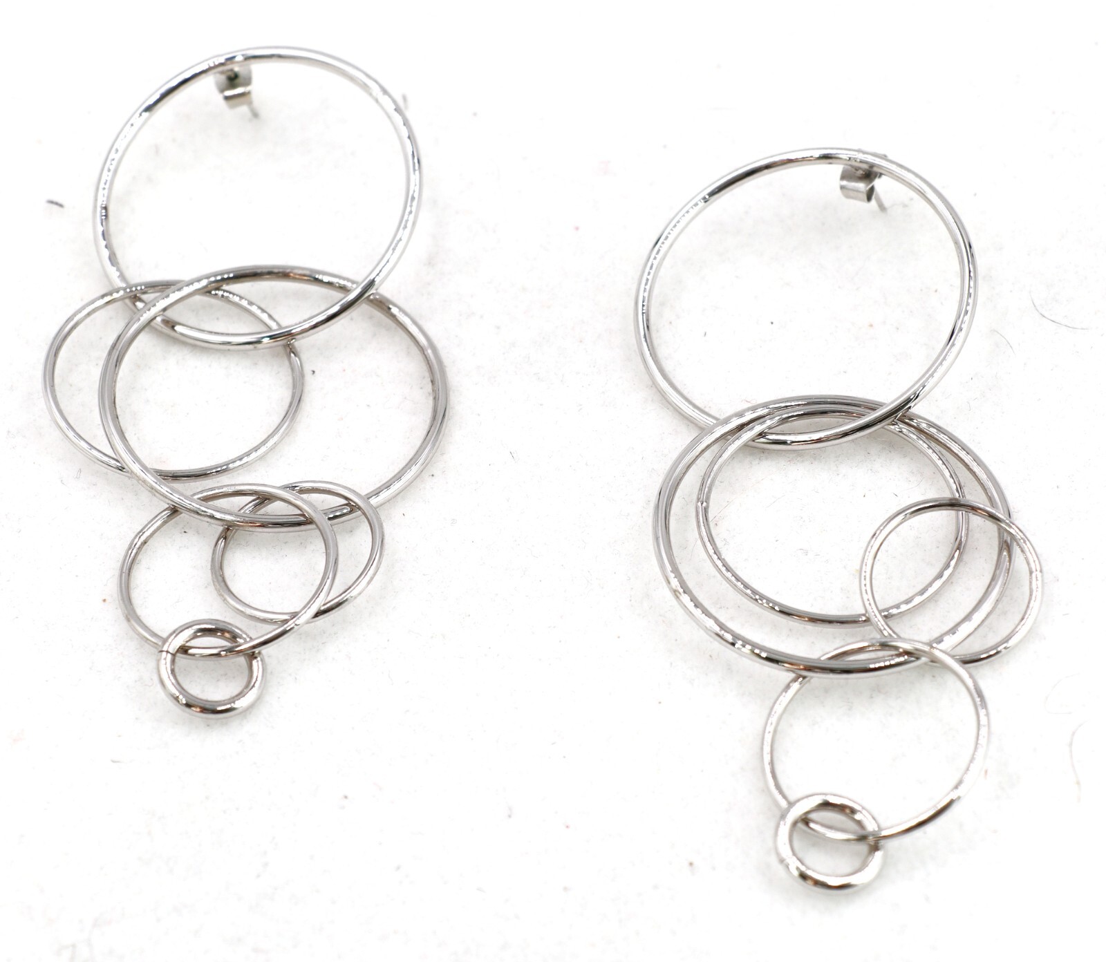 Silver Various Size Interlocking Hoop Silver Plat… - image 7