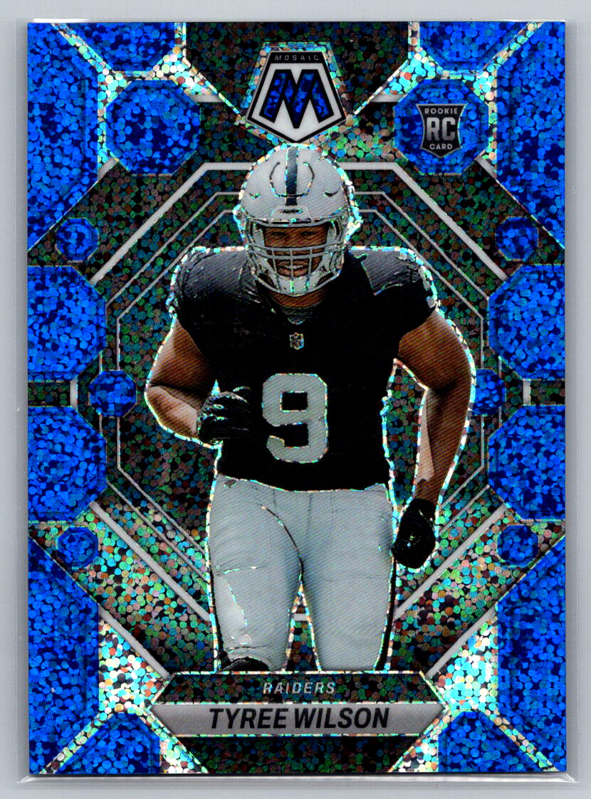2023 Panini Mosaic Blue Sparkle /96 RC 372 Los Vegas Raiders Rookie Tyree Wilson