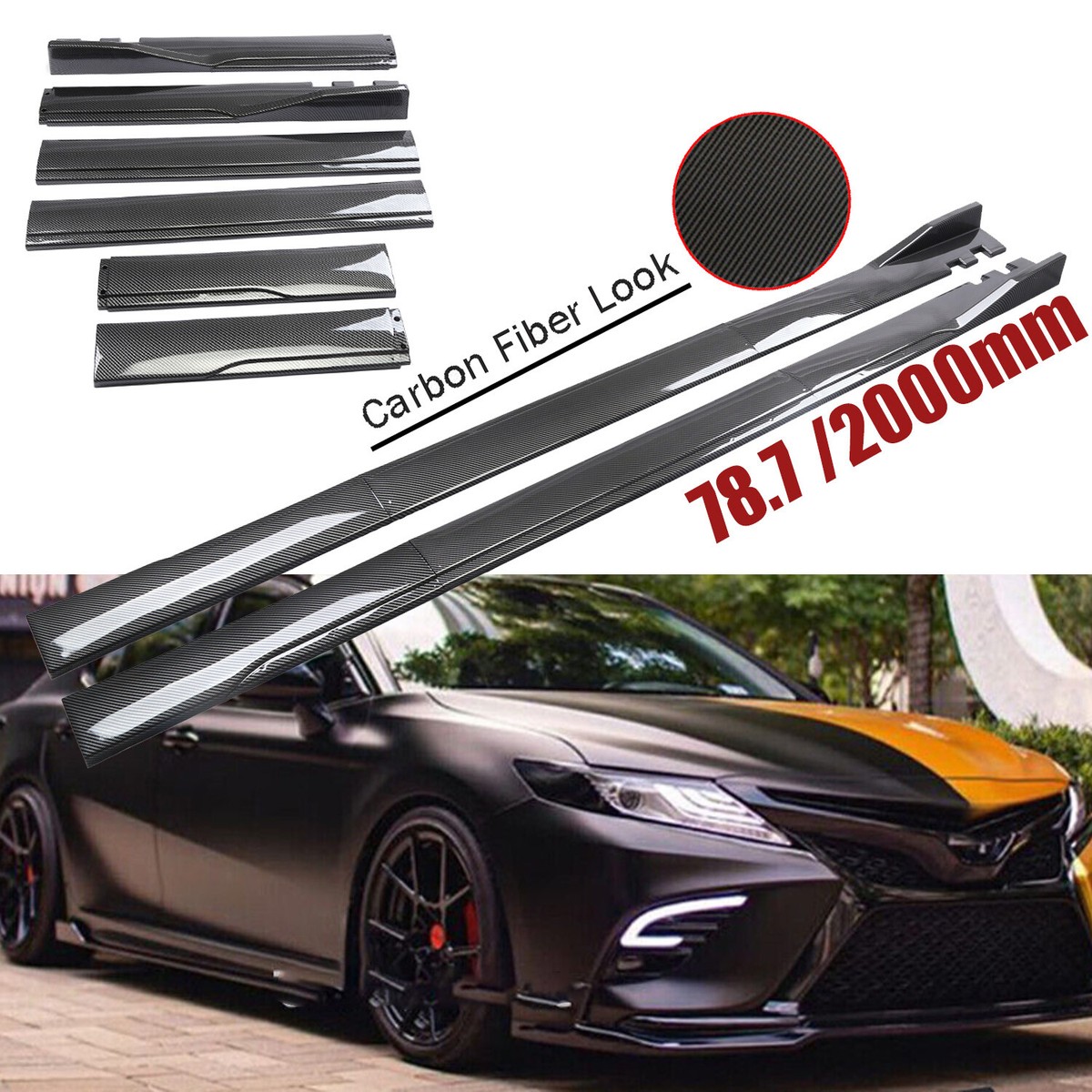 Carbon Fiber Side Skirt Rocker Panel Splitter Lip for TOYOTA Camry