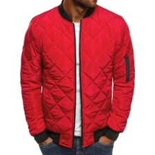 Men's Bomber Outwear Sports Jacket Quilted Casual Loose Winter Coat Warm Jackets