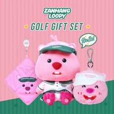 ZANMANG LOOPY Plush Doll Golf Driver Head Cover PINK + Ball Tower + Ball Pouch