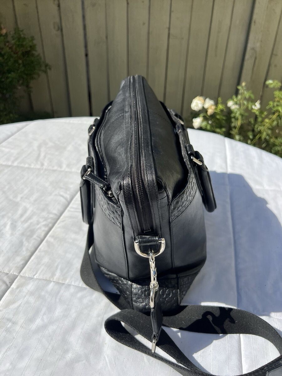 COACH Embossed Mini C Monogram Leather Black Laptop COACH Embossed Mini C Monogram Leather Black Laptop