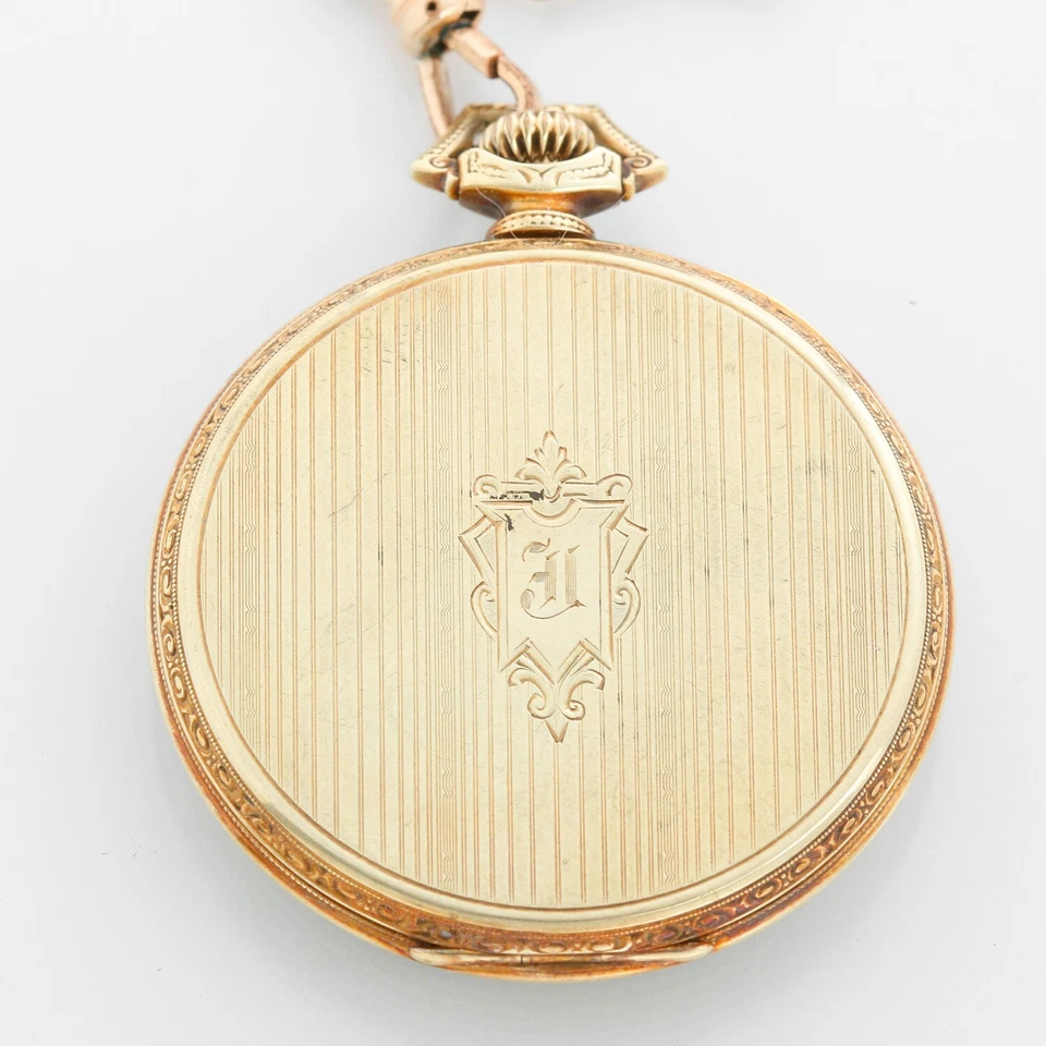 E. Howard Watch Co. 19J 14K Yellow Gold Pocket Watch W/Gold Filled Chain Ca.1923 - Image 3 of 4