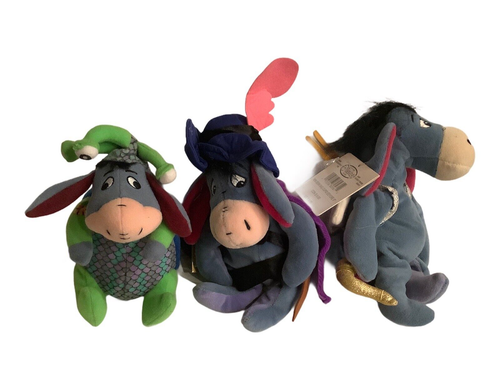 3 Disney Plush Mini Bean Bag Eyore Cupid Musketeer Eeyore Dragon Gift - Picture 4 of 4