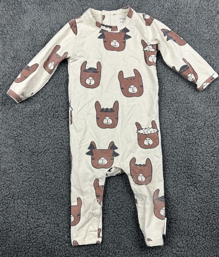 Tiny Cottons 12-18 Conjunto Una Pieza Llama Alpaca Mameluco Beige Marrón Pima 12 18 - Imagen 1 de 13