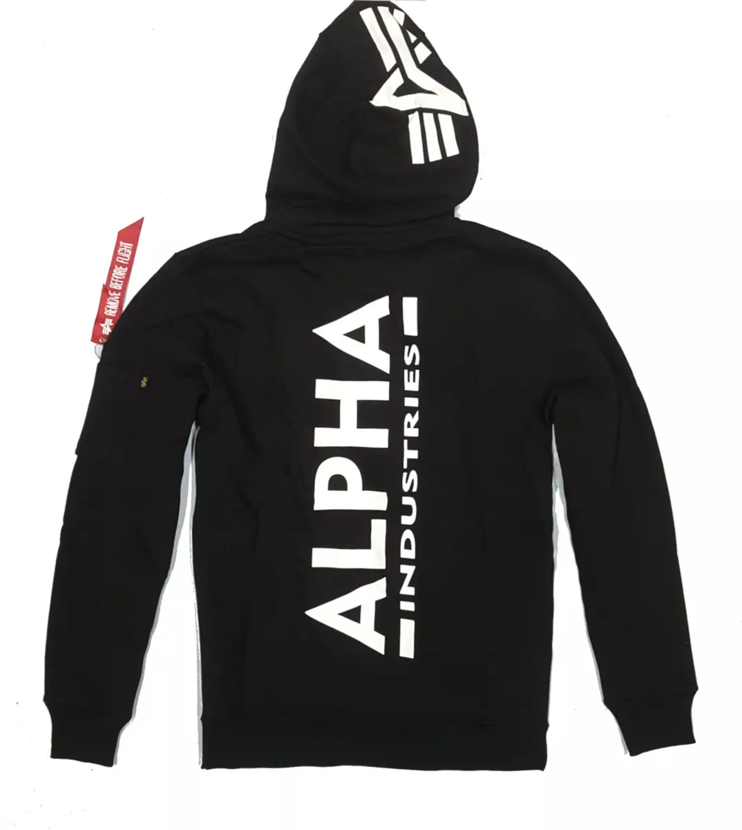 KAPUZE SWEATSHIRT BACK HOODIE NEU | MEN INDUSTRIES PRINT ALPHA eBay HERREN BLACK