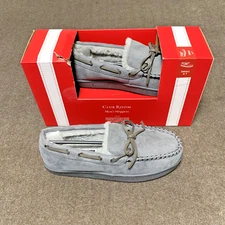 Club Room Men's Moccasin Slippers Indoor/Outdoor Grey Size Small 6-7