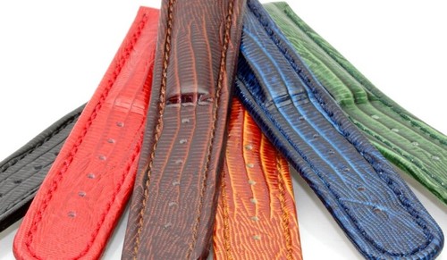Teju-Eidechse Leder-Uhrenarmband Davos-FS grün-TiT 20 mm - Picture 2 of 4