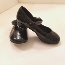 Spotlights ABT Brand Girls Black Patent Tap Shoes Metal toe  Heel Taps Sz 7