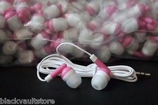 BULK Lot of 50 - PINK/WHITE - 3.5mm In-Ear Earbuds / Earphones - U.S. Shipper