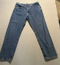Wrangler Jeans Mens 38X32 Blue Denim Relaxed Boot Cut Western Work
