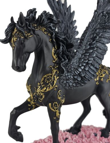 10 1/2" Divine Pegasus Horse Greek Mythology Statue Sculpture Black & Gold Color - Picture 1 of 6