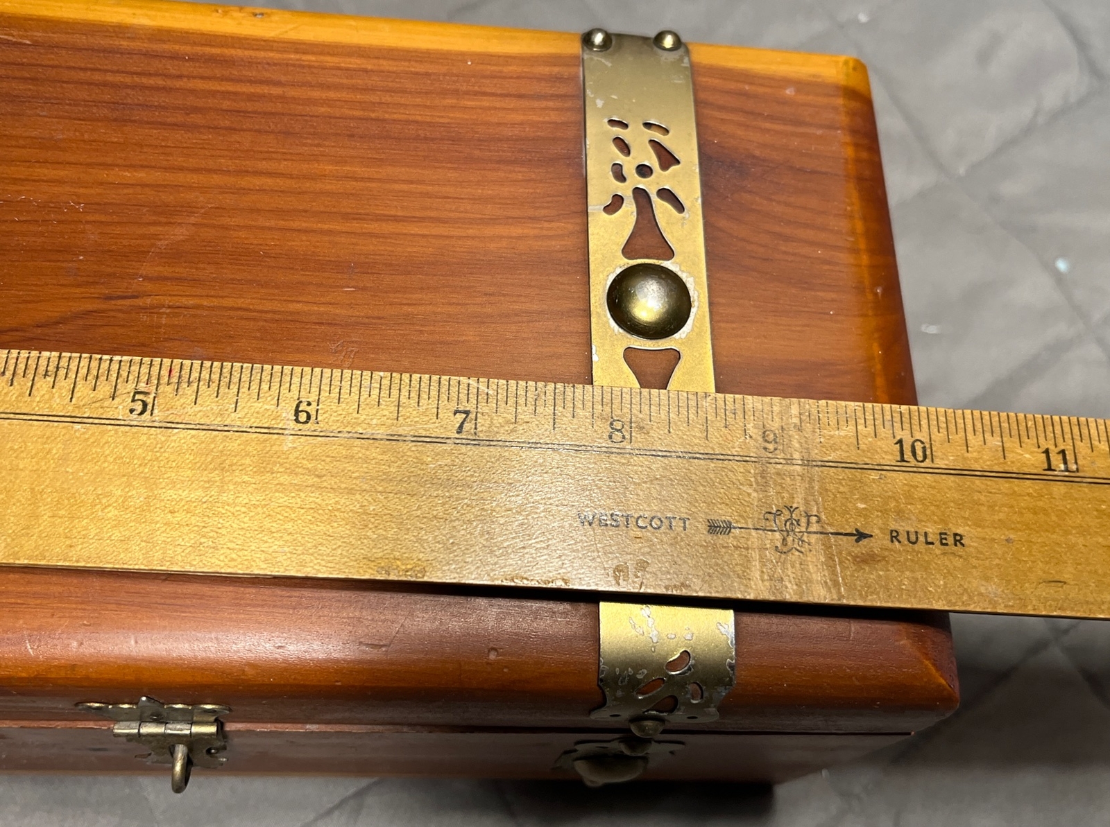 Vintage Wood Treasure Chest Jewelry Box Metal Accents Peterson Brothers ...