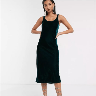 emerald green crushed velvet dress V-neck Emerald Green Velvet Prom Dresses, Side Slit Prom Dresses, Long –  Berryera main image 0