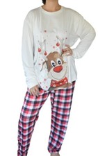 Holiday Reindeer Christmas Red White Pajama Set Men Size 3XL