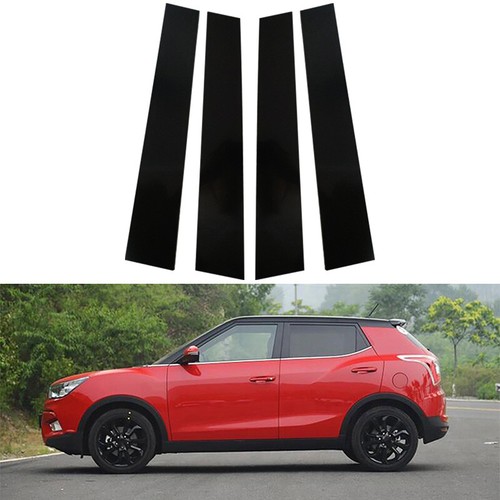 4x Postes de pilar negro brillante cubierta de borde de ventana apta para SsangYong Tivoli 2015-2023 - Imagen 2 de 14