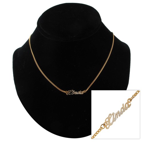 Vintage Gold Script Personalized Name Charm Necklace 16" - Choice Ladies Names - Picture 136 of 179