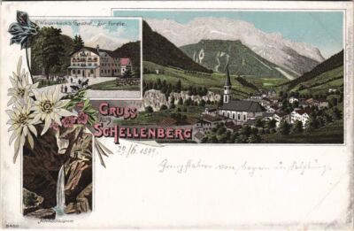 Old postcard postcard Schellenberg - total view - inn - litho GERMANY (1063933)