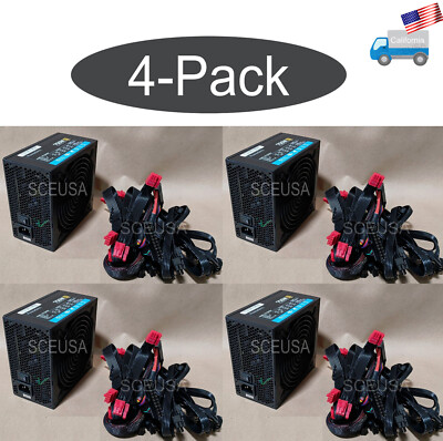 Lot 4pcs: PowerSpec 750W Fully Modular 80+ Gold 4x PCIE ATX/EPS PC Power Supply