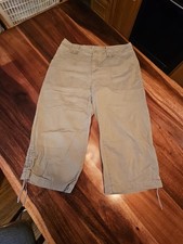Women's Caribbean Joe 4 Pocket Cotton Nylon Capri Pants Khaki Sz 14