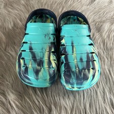 Rugged Shark Clogs Boys Size 5 Blue Marble Sandals Water Shoes Lightweight