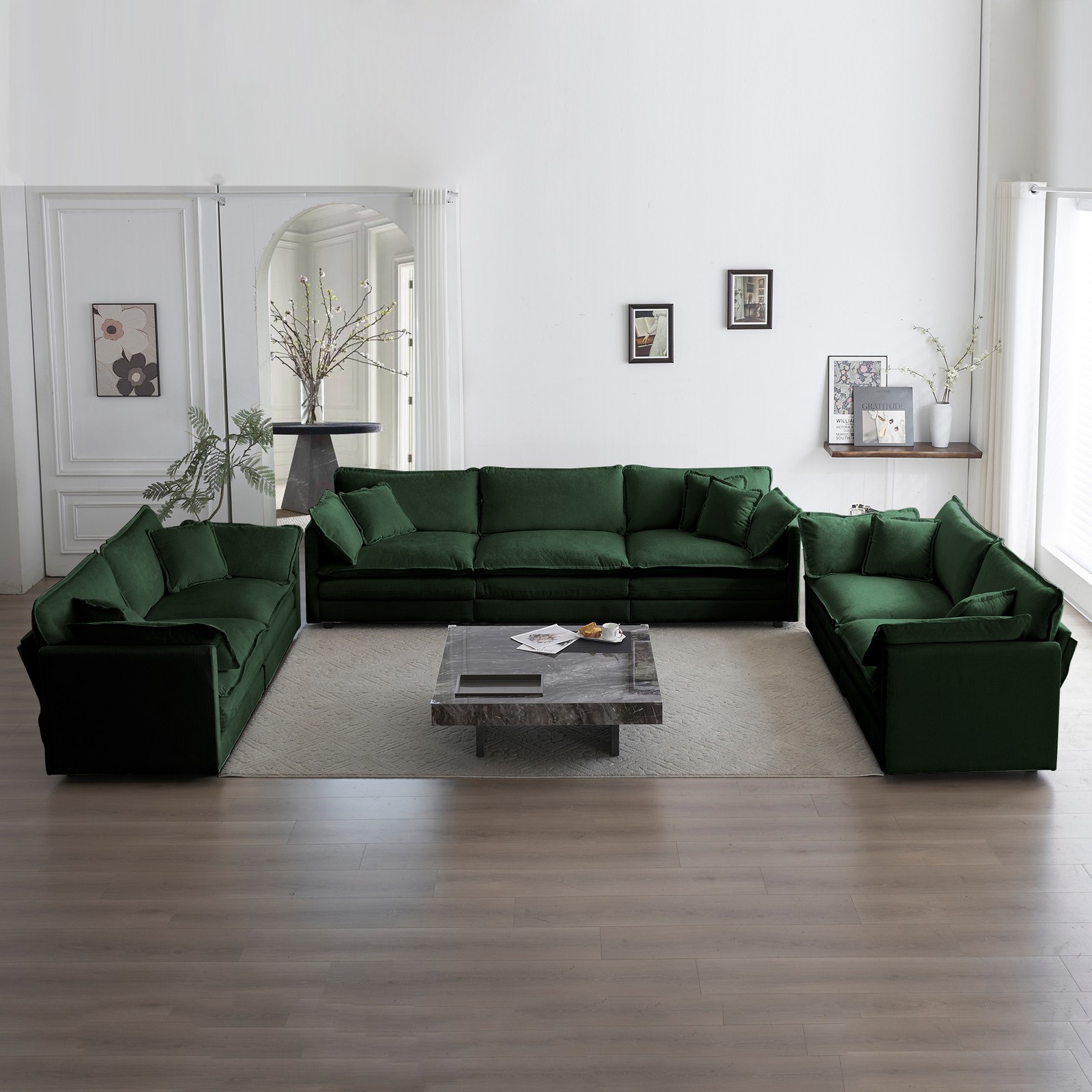 3 Piece Sofa Set Oversized Sofa Comfy Sofa Couch, 2 Pieces of 2 Seater and 1 Pie