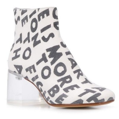 NEW MM6 Maison Margiela Text Print Ankle Boots White Black Graffiti EU 36 / US 6