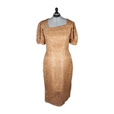 Gold Lace Sheath Party/Cocktail Gown Size XXL Wedding Retro Gothic