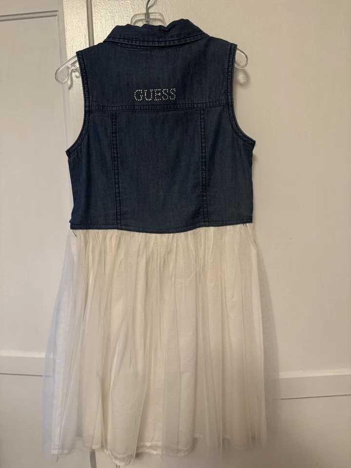 Girls Guess Denim Tule Party Casual Dress Size 7 - Image 2 of 3