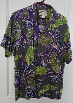 Vintage Hawaiian Shirt Large Paradise Found Honolulu Multicolor Flower Leaf 