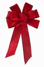 Small 5-6" Hand Made Metallic Red Wired Christmas Bow - Wreath