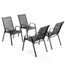 BIRCHTREE Garden Chairs Set of 4 Stackable Garden Furniture Deck Dining Chair