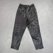 Vintage 1980s Lord  Taylor Pleated Black Leather Pants Fit 26 x 28