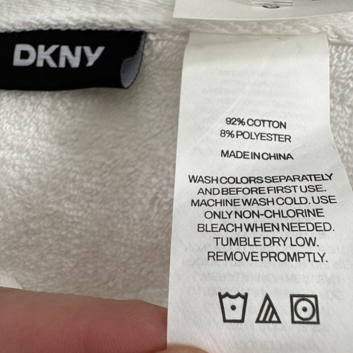 2 DKNY White Eco Melange Cotton Bath Towels 30 x 56 Oversized Bath Towel Sheet - Picture 4 of 5