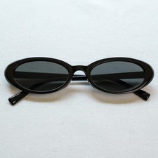 y2k oval cat retro style Black Frame, Dark Lens sassy sunglasses - womens, New