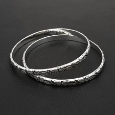 Vintage Leaf Design Ethnic Handmade Engraved Bangle Jewelry Size-7.5 DB-007