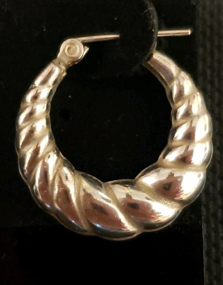 20mm. STERLING SILVER AIR BLOW PUFFY EARRINGS. - Imagem 3 de 4