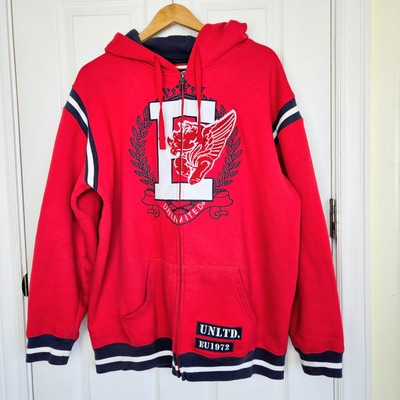 Vintage Ecko Unltd Rhino Red Pullover Hoodie Size L Men's Y2K Embroidered Patch