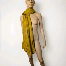 Scarf Festival Beach Summer 184 X 60cm Rectangle Pure Cotton Mustard Yellow Fall