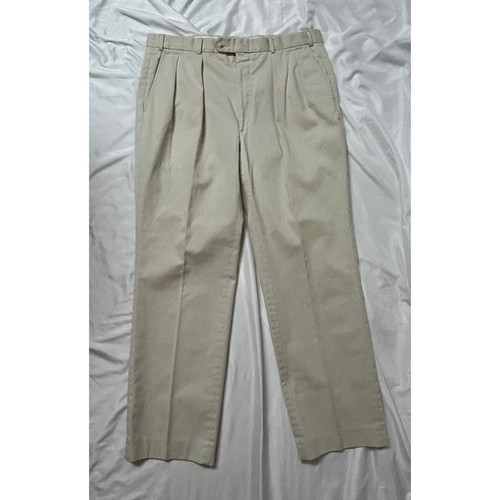 L.L.Bean, Vintage LL Bean Freeport Maine Pleated Chino Pants Mens 38 Tan Khaki Made in USA