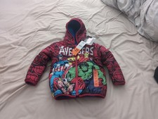Marvel The Avengers Hooded Kids Toddler Reversible Fleece Winter Jacket. 2T