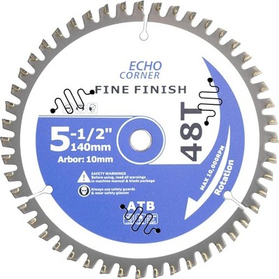 5-1/2-Inch (10mm Arbor) Circular Saw Blade 48-Tooth, Carbide TCT Fine Silver