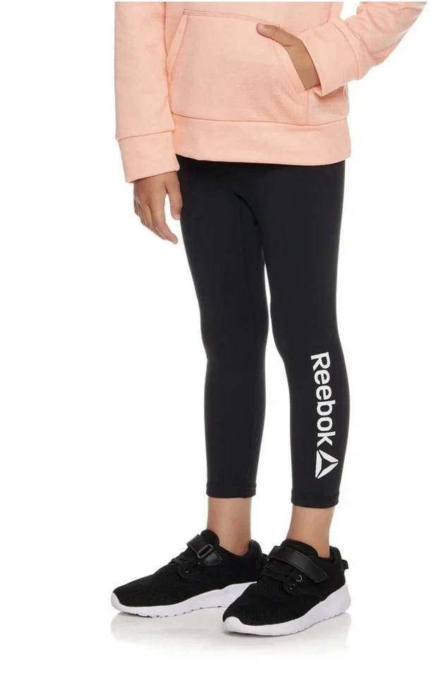 Legging ajustado elástico negro grande 10-12 Reebok Active Core para niñas Foto 2 de 4