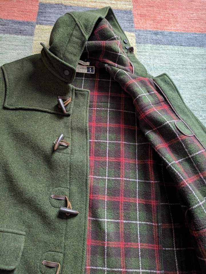 Men's Vintage English Designer GLOVERALL Orignal UK 46, XL-XXL Duffle Coat Green - Image 4 of 4
