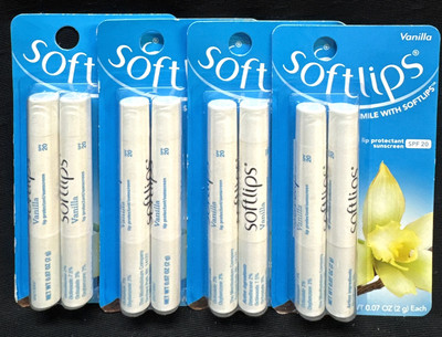 softlips spf 20 vanilla 0.07oz ea 8total count