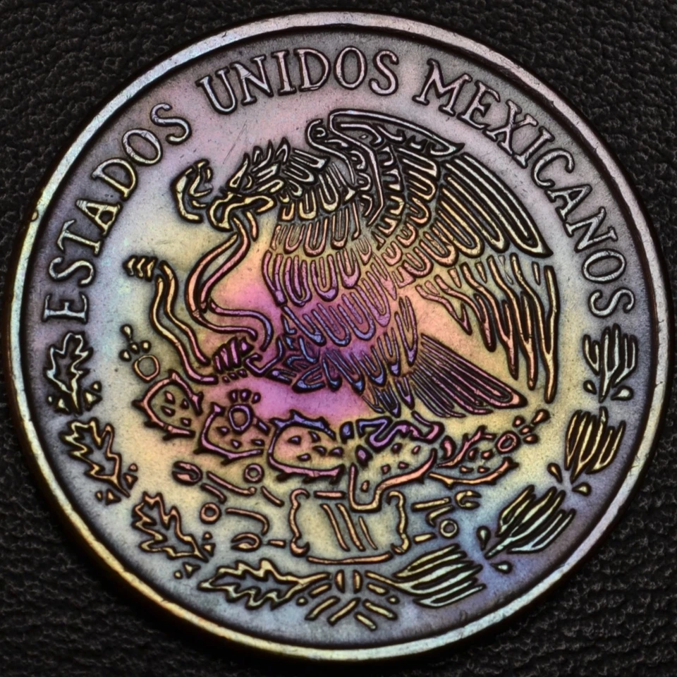 México 20 centavos 1974 magnífico arco iris tonificación OV y rev (L48-24) Foto 3 de 3