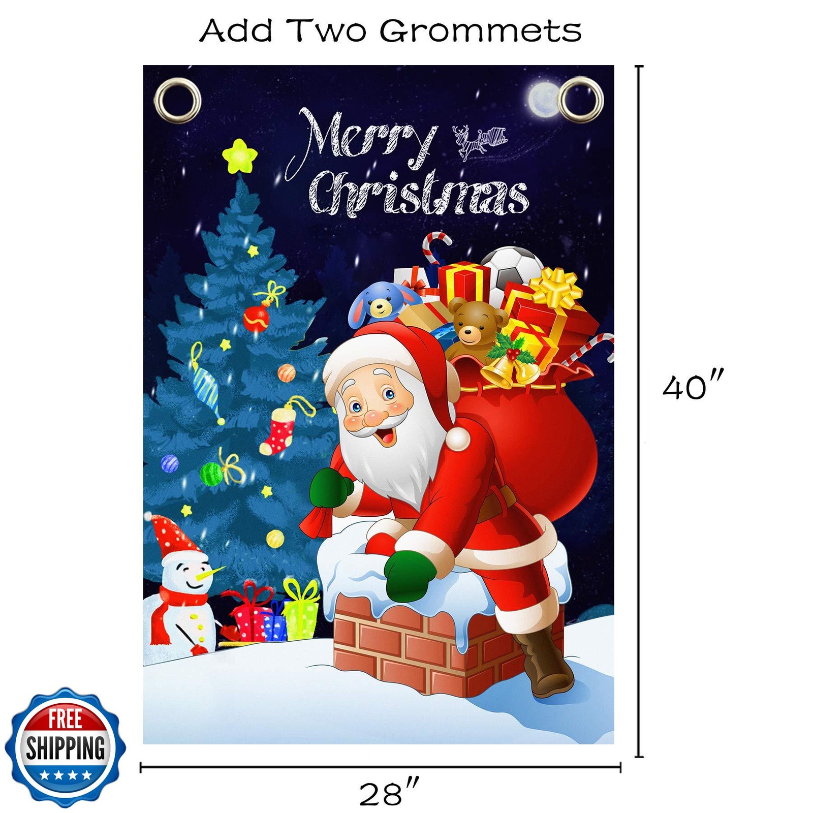 Akeydeco Christmas Flag, 28 x 40 Inch Double-Sided Printing 2 Lay