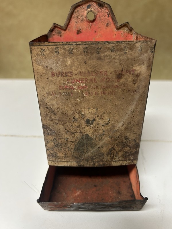 Vintage Match Holder Adv Burks Walker Tippit Funeral Home Tyler Texas